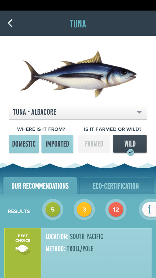Seafood App Fish Directory screenshot