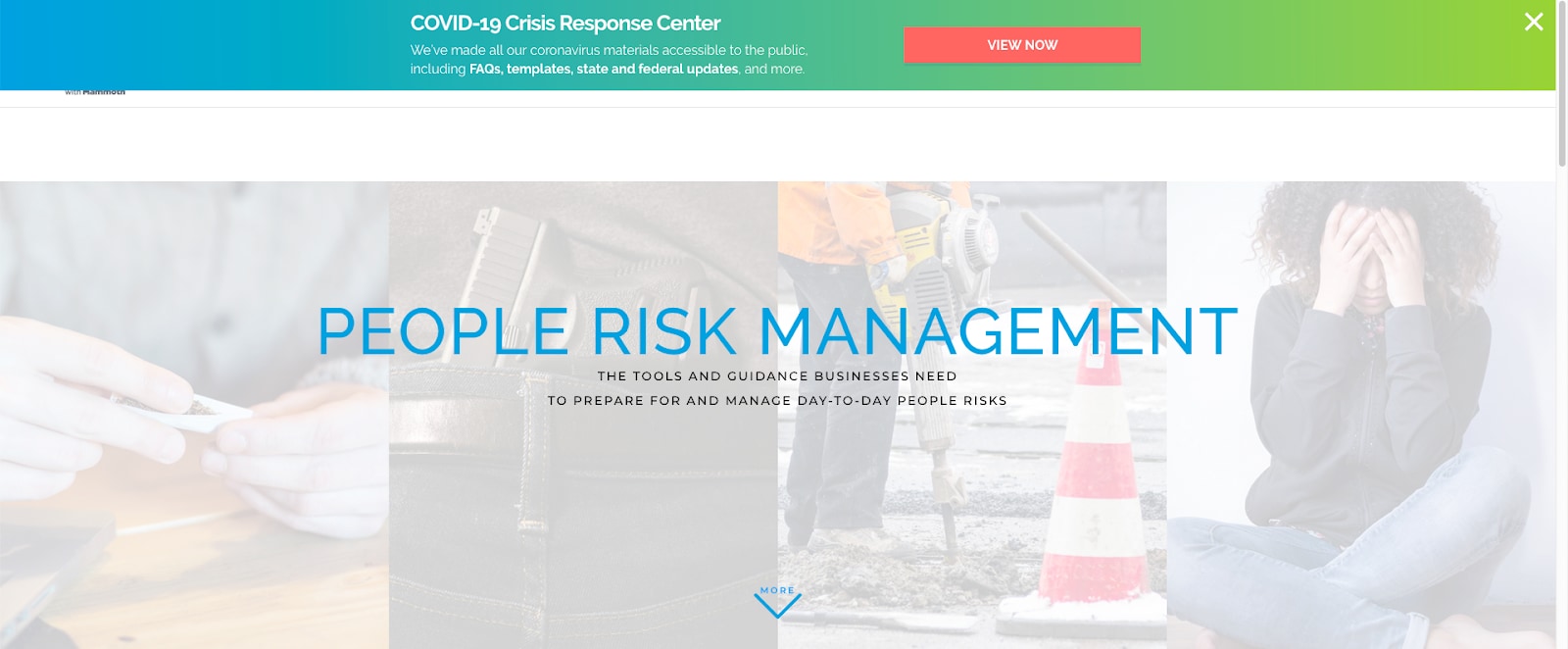 Crisis design on the ThinkHR website